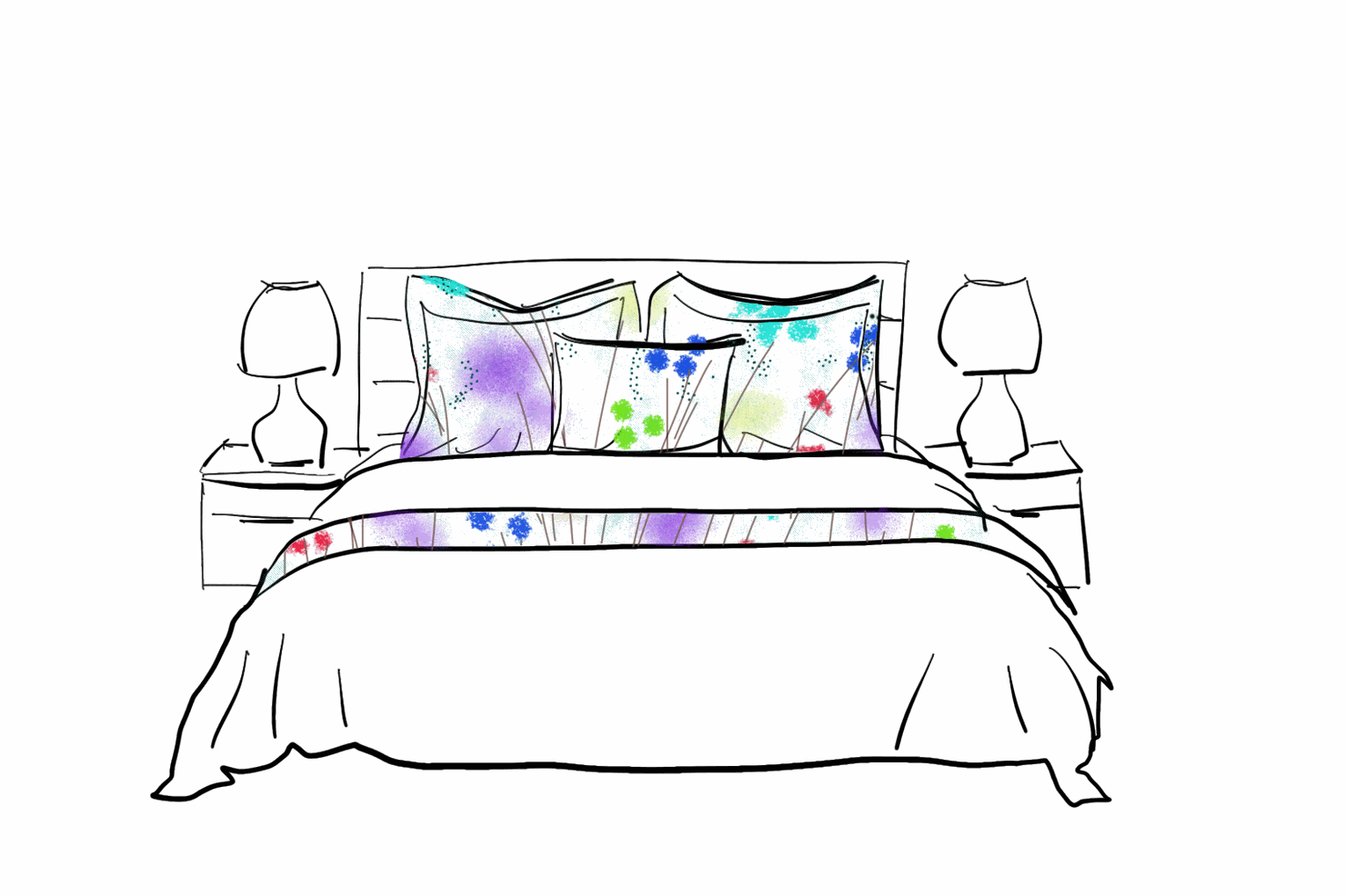 Pied de lit et housses de coussins - Chambre simple