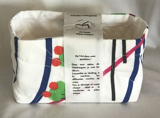 Panier motif "tempête" garni de 5 lingettes - Motifs et matelassage exclusifs